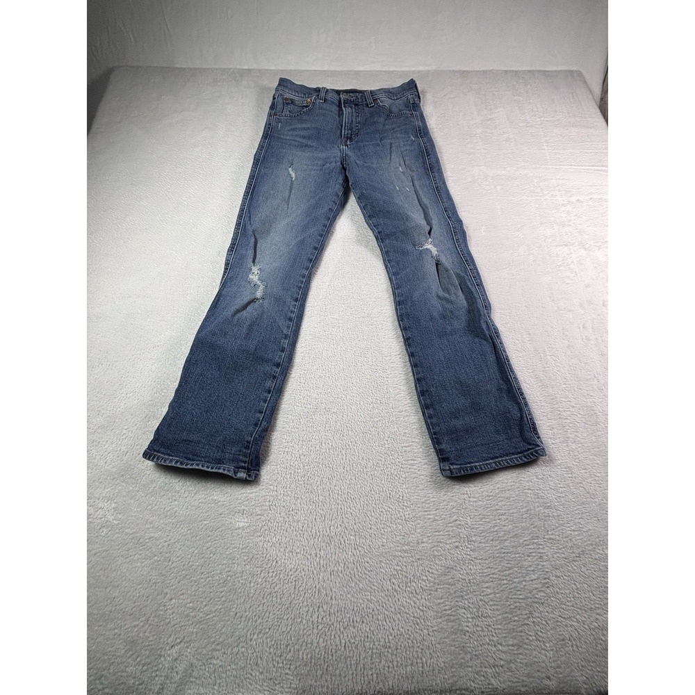 Lucky Brand Sweet Crop Jeans Womens 2/26 Blue Distressed Straight Denim